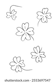 Outline illustration vector image of a clover.
Hand drawn artwork of a clover.
Simple cute original logo.
Hand drawn vector illustration for posters.