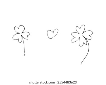 Outline illustration vector image of a clover.
Hand drawn artwork of a clover.
Simple cute original logo.
Hand drawn vector illustration for posters.