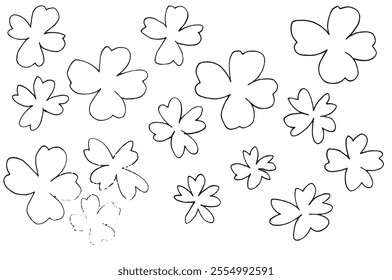 Outline illustration vector image of a clover.
Hand drawn artwork of a clover.
Simple cute original logo.
Hand drawn vector illustration for posters.