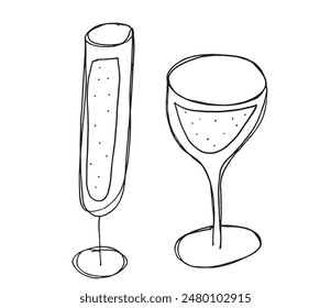 Outline illustration vector image of a cocktail glass.
Hand drawn artwork of a wine glass.
Simple cute original logo.
Hand drawn vector illustration for posters.