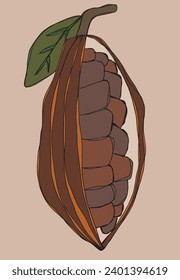 Outline illustration vector image of cocoa bean.
Hand drawn artwork of a fairy tale of a cocoa nibs.
Simple cute original logo.
Hand drawn vector illustration for posters, cards, t-shirts.