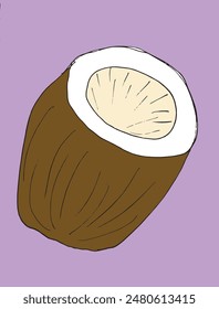 Outline illustration vector image of a coconut.
Hand drawn artwork of a coconut.
Simple cute original logo.
Hand drawn vector illustration for posters.