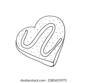 Outline illustration vector image of a cookie.
Hand drawn artwork. 
Simple cute original logo.
Hand drawn vector illustration for posters, cards, t-shirts.