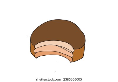 Outline illustration vector image of a cookie.
Hand drawn artwork. 
Simple cute original logo.
Hand drawn vector illustration for posters, cards, t-shirts.