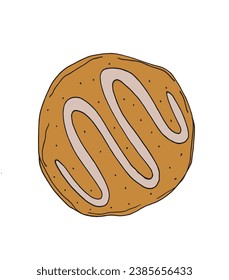 Outline illustration vector image of a cookie.
Hand drawn artwork. 
Simple cute original logo.
Hand drawn vector illustration for posters, cards, t-shirts.
