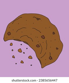Outline illustration vector image of a cookie.
Hand drawn artwork. 
Simple cute original logo.
Hand drawn vector illustration for posters, cards, t-shirts.