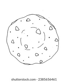 Outline illustration vector image of a cookie.
Hand drawn artwork. 
Simple cute original logo.
Hand drawn vector illustration for posters, cards, t-shirts.