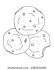 Outline illustration vector image of a cookie.
Hand drawn artwork. 
Simple cute original logo.
Hand drawn vector illustration for posters, cards, t-shirts.