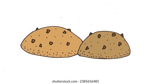 Outline illustration vector image of a cookie.
Hand drawn artwork. 
Simple cute original logo.
Hand drawn vector illustration for posters, cards, t-shirts.