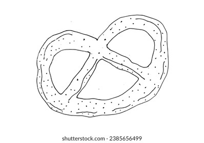 Outline illustration vector image of a cookie.
Hand drawn artwork. 
Simple cute original logo.
Hand drawn vector illustration for posters, cards, t-shirts.
