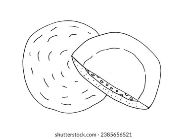 Outline illustration vector image of a cookie.
Hand drawn artwork. 
Simple cute original logo.
Hand drawn vector illustration for posters, cards, t-shirts.
