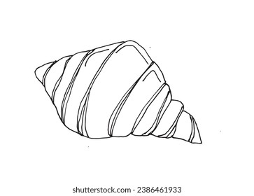 Outline illustration vector image of a croissant.
Hand drawn artwork. 
Simple cute original logo.
Hand drawn vector illustration for posters, cards, t-shirts..
Hand