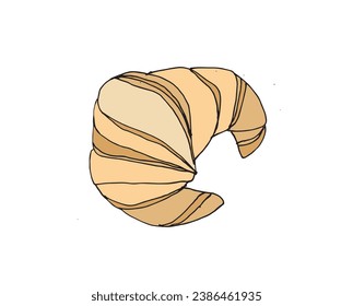 Outline illustration vector image of a croissant.
Hand drawn artwork. 
Simple cute original logo.
Hand drawn vector illustration for posters, cards, t-shirts..
Hand