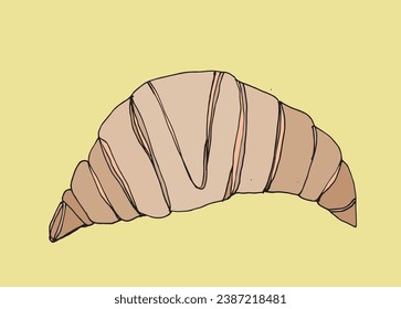 Outline illustration vector image of a croissant.
Hand drawn artwork. 
Simple cute original logo.
Hand drawn vector illustration for posters, cards, t-shirts..
Hand