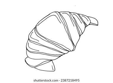 Outline illustration vector image of a croissant.
Hand drawn artwork. 
Simple cute original logo.
Hand drawn vector illustration for posters, cards, t-shirts..
Hand