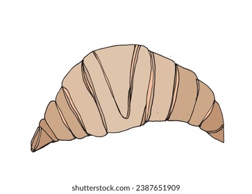 Outline illustration vector image of a croissant.
Hand drawn artwork. 
Simple cute original logo.
Hand drawn vector illustration for posters, cards, t-shirts..
Hand