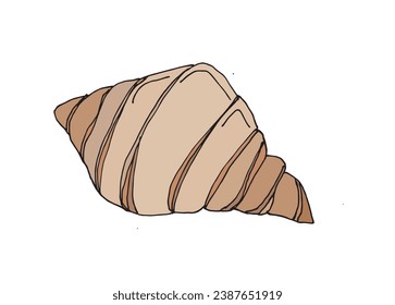 Outline illustration vector image of a croissant.
Hand drawn artwork. 
Simple cute original logo.
Hand drawn vector illustration for posters, cards, t-shirts..
Hand