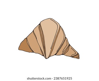 Outline illustration vector image of a croissant.
Hand drawn artwork. 
Simple cute original logo.
Hand drawn vector illustration for posters, cards, t-shirts..
Hand