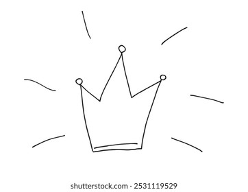 Outline illustration vector image of a crown.
Hand drawn artwork of a crown.
Simple cute original logo.
Hand drawn vector illustration for posters.