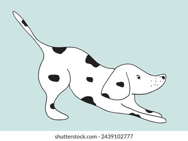 Outline illustration vector image of dalmatian dog.
Hand drawn artwork of a dalmatian dog logo.
Simple cute original logo.
Hand drawn vector illustration for posters.