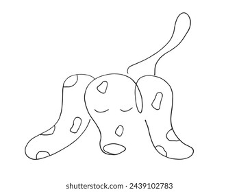 Outline illustration vector image of dalmatian dog.
Hand drawn artwork of a dalmatian dog logo.
Simple cute original logo.
Hand drawn vector illustration for posters.