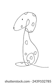 Umriss-Illustration Vektor-Bild des dalmatinischen Hundes.
Handgezeichnetes Kunstwerk eines dalmatinischen Hundelogos.
Einfaches, niedliches Original-Logo.
Handgezeichnete Vektor-Illustration für Poster.