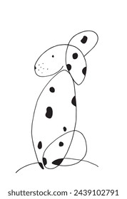 Outline illustration vector image of dalmatian dog.
Hand drawn artwork of a dalmatian dog logo.
Simple cute original logo.
Hand drawn vector illustration for posters.