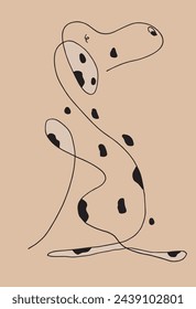 Outline illustration vector image of dalmatian dog.
Hand drawn artwork of a dalmatian dog logo.
Simple cute original logo.
Hand drawn vector illustration for posters.