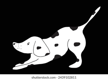 Outline illustration vector image of dalmatian dog.
Hand drawn artwork of a dalmatian dog logo.
Simple cute original logo.
Hand drawn vector illustration for posters.