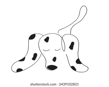 Outline illustration vector image of dalmatian dog.
Hand drawn artwork of a dalmatian dog logo.
Simple cute original logo.
Hand drawn vector illustration for posters.