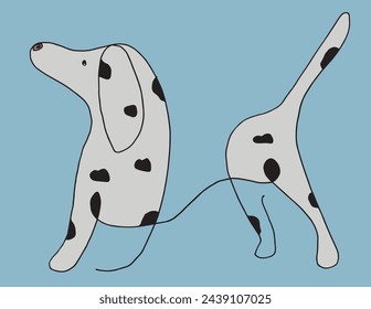 Outline illustration vector image of dalmatian dog.
Hand drawn artwork of a dalmatian dog logo.
Simple cute original logo.
Hand drawn vector illustration for posters.
