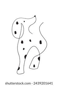 Outline illustration vector image of dalmatian dog.
Hand drawn artwork of a dalmatian dog logo.
Simple cute original logo.
Hand drawn vector illustration for posters.