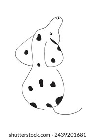 Outline illustration vector image of dalmatian dog.
Hand drawn artwork of a dalmatian dog logo.
Simple cute original logo.
Hand drawn vector illustration for posters.