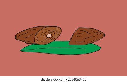 Outline illustration vector image of a dates.
Hand drawn artwork of a dates fruit.
Simple cute original logo.
Hand drawn vector illustration for posters.