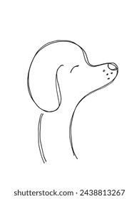 Outline illustration vector image of a  dog.
Hand drawn artwork of a dog logo.
Simple cute original logo.
Hand drawn vector illustration for posters.