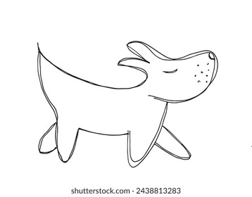 Outline illustration vector image of a  dog.
Hand drawn artwork of a dog logo.
Simple cute original logo.
Hand drawn vector illustration for posters.