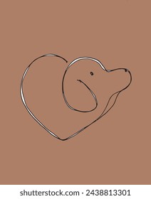 Outline illustration vector image of a  dog.
Hand drawn artwork of a dog logo.
Simple cute original logo.
Hand drawn vector illustration for posters.