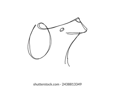 Outline illustration vector image of a  dog.
Hand drawn artwork of a dog logo.
Simple cute original logo.
Hand drawn vector illustration for posters.