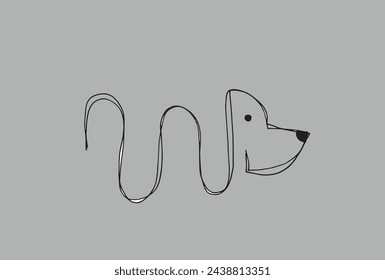 Outline illustration vector image of a  dog.
Hand drawn artwork of a dog logo.
Simple cute original logo.
Hand drawn vector illustration for posters.