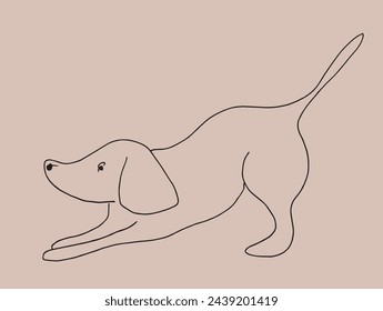 Outline illustration vector image of a  dog.
Hand drawn artwork of a dog logo.
Simple cute original logo.
Hand drawn vector illustration for posters.