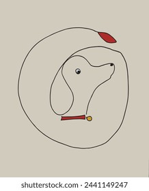 Outline illustration vector image of a  dog.
Hand drawn artwork of a dog logo.
Simple cute original logo.
Hand drawn vector illustration for posters.