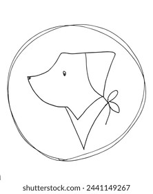 Outline illustration vector image of a  dog.
Hand drawn artwork of a dog logo.
Simple cute original logo.
Hand drawn vector illustration for posters.