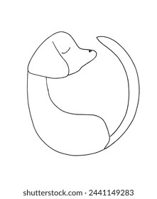 Outline illustration vector image of a  dog.
Hand drawn artwork of a dog logo.
Simple cute original logo.
Hand drawn vector illustration for posters.