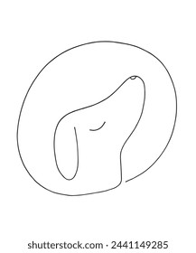 Outline illustration vector image of a  dog.
Hand drawn artwork of a dog logo.
Simple cute original logo.
Hand drawn vector illustration for posters.