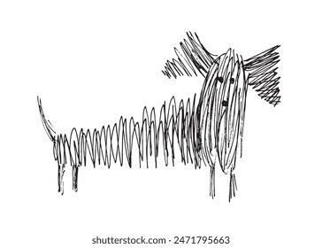 Outline illustration vector image of a dog.
Hand drawn artwork of a dog.
Simple cute original logo.
Hand drawn vector illustration for posters.
