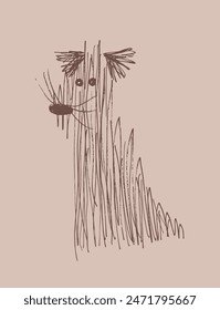 Outline illustration vector image of a dog.
Hand drawn artwork of a dog.
Simple cute original logo.
Hand drawn vector illustration for posters.