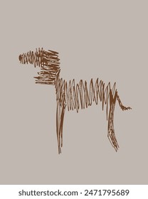 Ilustración de contorno Imagen de Vector de un perro.
Dibujo a mano de un perro.
Simple lindo logotipo original.
Ilustración vectorial dibujada a mano para carteles.