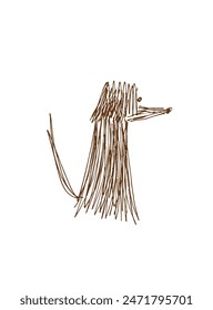 Ilustración de contorno Imagen de Vector de un perro.
Dibujo a mano de un perro.
Simple lindo logotipo original.
Ilustración vectorial dibujada a mano para carteles.