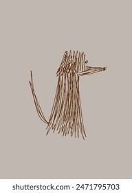 Ilustración de contorno Imagen de Vector de un perro.
Dibujo a mano de un perro.
Simple lindo logotipo original.
Ilustración vectorial dibujada a mano para carteles.