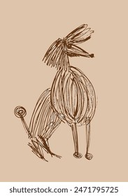 Ilustración de contorno Imagen de Vector de un perro.
Dibujo a mano de un perro.
Simple lindo logotipo original.
Ilustración vectorial dibujada a mano para carteles.